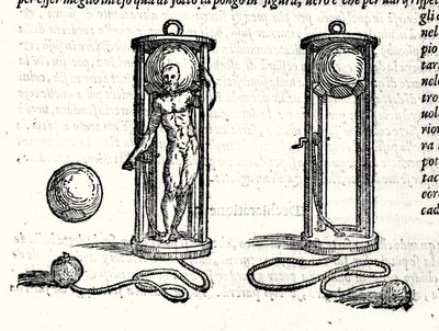 Tartaglia (1499 - 1557) tunnetun Nicoli Fontanan ensimmäisen skapanterin projekti vuonna 1551. Kaiverrus 1500-luku. tekijältä Unknown artist