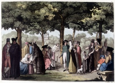 Esplanadin kävelykatu Barcelonassa. 1800-luvun litografia. tekijältä Unknown artist