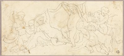 Putti pelissä Peuran ja koiran kanssa tekijältä Unknown artist
