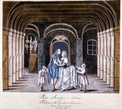 Giuseppe Sartin (1729-1802) oopperan "Giulio Sabino" esitys Wienissä 1785. Lavalla Caterina (Katharina) Cavalieri ja kastraatti Luigi Marchesi. Milano tekijältä Unknown artist
