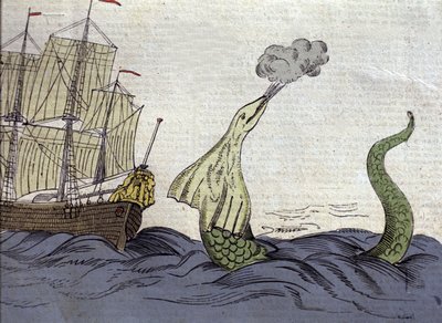 Esitys merikäärmeestä, jonka näki norjalainen lähetyssaarnaaja Hans Egede (1686-1758) Grönlannin matkallaan. Kaiverrus 1700-luvulta tekijältä Unknown artist