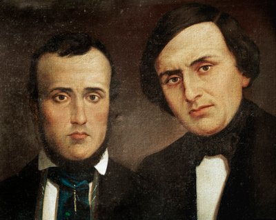 Risorgimento: muotokuva veljistä Attilio Bandierasta (1810-1844) ja Emilio Bandierasta (1819-1844). Anonyymi maalaus. 1800-luvun Rooma, Risorgimento History Institute tekijältä Unknown artist