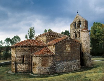 Romaaninen taide: näkymä San Salvador de Cantamudan kirkolle, Espanja tekijältä Unknown artist
