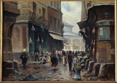 Rue Pirouette, noin 1880, nykyinen 1. arrondissement, vuosien 1875 ja 1885 välillä (maalaus). tekijältä Unknown artist