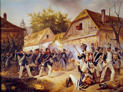 Venäjän kampanja: "" Vandammen joukkojen antautuminen Culmin taisteluun (Kulm) 30.8.1813"" 1813 Pariisi, Armeen museo tekijältä Unknown artist