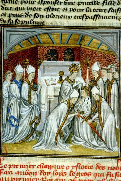 Ludvig VI:n pyhä (1108) - Käsikirjoituksen valaistus keskiajan "" Saint-Denisin suuret kronikot"" 1300-luvun lopulla (viite 512) tekijältä Unknown artist