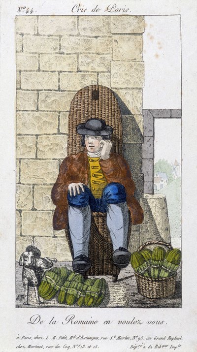Salaattimyyjä - paikassa “” Cris de Paris”, deb. 1800-luvulla tekijältä Unknown artist