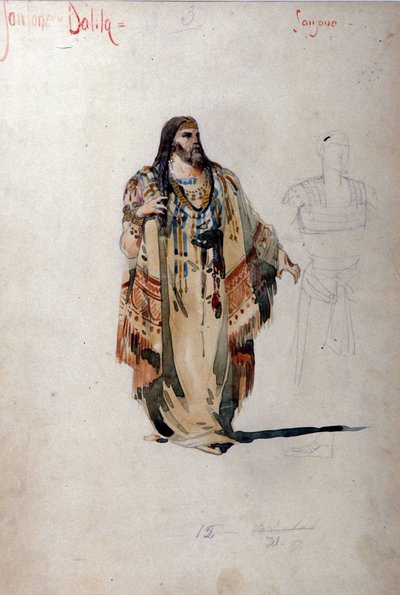 Simson-asu Camille Saint Saensin (Saint-Saens) oopperaan "" Samson ja Dalila". 1877 tekijältä Unknown artist