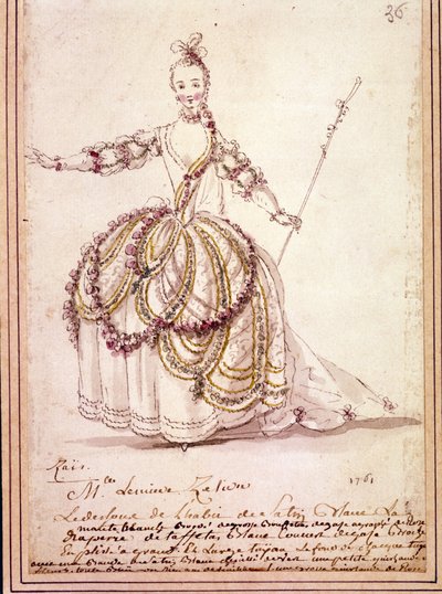 Lavastus: pukupiirustus Jean Philippe (Jean-Philippe) Rameau (1683-1764) pastoraaliseen "Zais" 1761. Akvarelli. tekijältä Unknown artist
