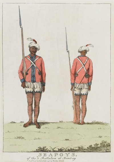 Kolmannen pataljoonan sepoys Bombayssa tekijältä Unknown artist