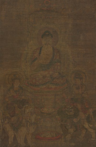 Shakyamuni Triad: Buddha, mukana Manjushri ja Samantabhadra tekijältä Unknown artist