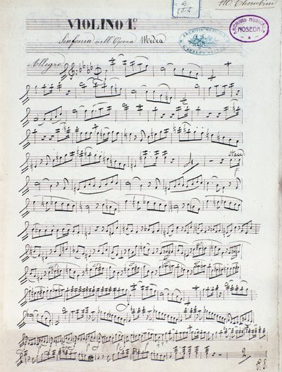 Nuotit Medean ensimmäiselle viululle, ooppera Luigi Cherubini tekijältä Unknown artist
