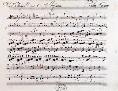 Nuottisivu ensimmäiselle viululle sinfoniassa nro. 7, kirjoittanut Mozart tekijältä Unknown artist