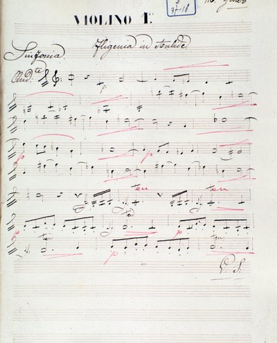 Nuottisivu C. W. Gluckin oopperan Iphigenie en Auliden ensimmäiselle viululle, n. 1774 tekijältä Unknown artist