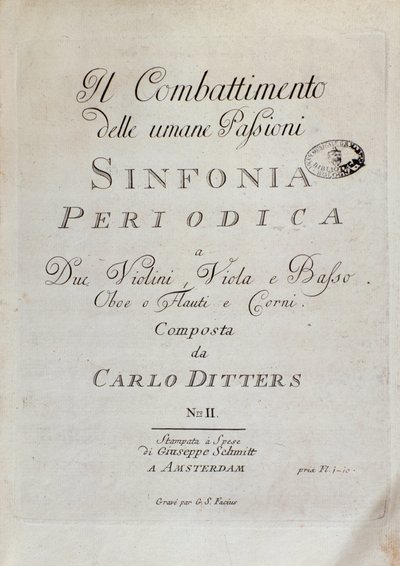 Karl Ditters von Dittersdorfin Periodic Symphony (The Combat of Human Passions) nuotit tekijältä Unknown artist
