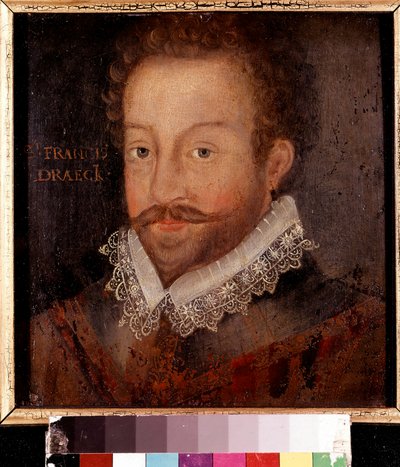 Sir Francis Drake, Jodocus Hondiukselle kuuluvan kaiverruksen jälkeen, n. 1583 tekijältä Unknown artist