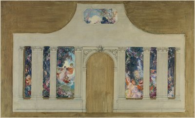 Luonnos sarjaa varten: Farandole nuorista naisista kukkien kanssa tekijältä Unknown artist