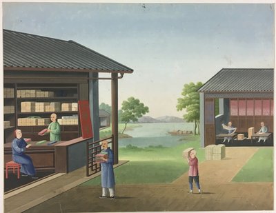 Kankaan kehrääminen, teelehtien valmistaminen, silkin valmistaminen. tekijältä Unknown artist