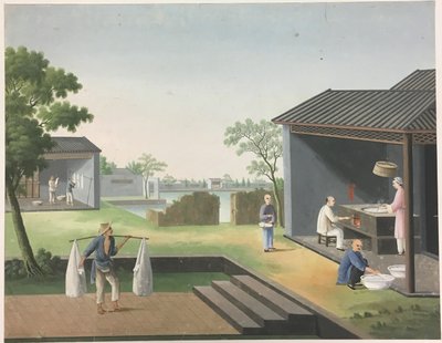 Kankaan kehrääminen, teelehtien valmistaminen, silkin valmistaminen. tekijältä Unknown artist