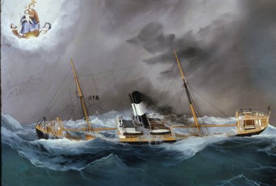 Höyrylaiva myrskyssä. tekijältä Unknown artist