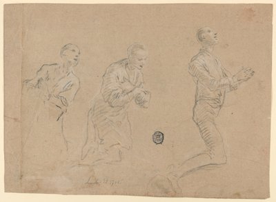 Tutkimukset (a) Kolme polvistuvaa paimenta. (b) Kaksi kättä tekijältä Unknown artist