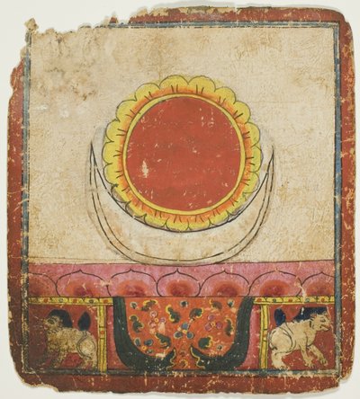 Aurinko, Kuu ja Lotus leijonan valtaistuimella, vihkimyskorttisarjasta (Tsakali). tekijältä Unknown artist