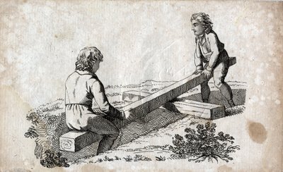 Swing: kaksi lasta peränauhalla (butt tape) Kaiverrus 1700-luvun loppu. Yksityinen kokoelma. tekijältä Unknown artist