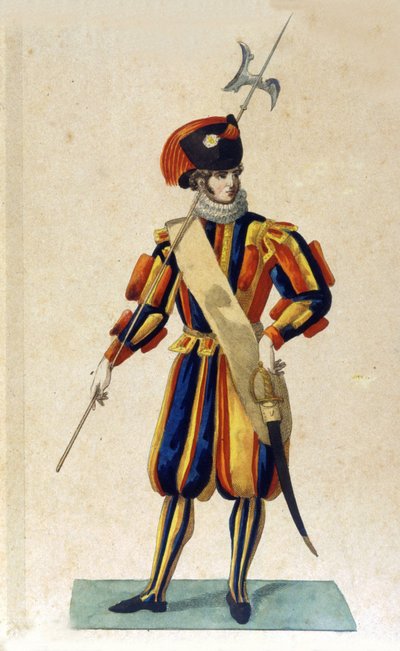 Vatikaanin sveitsiläinen vartija pienessä asussa. tekijältä Unknown artist