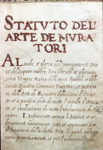 Table des Corporations, Italian Orvieton kaupungin maconien asema tekijältä Unknown artist