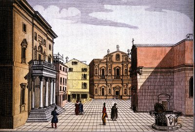 Teatro La Fenice (Feeniks) (värillinen kaiverrus) tekijältä Unknown artist