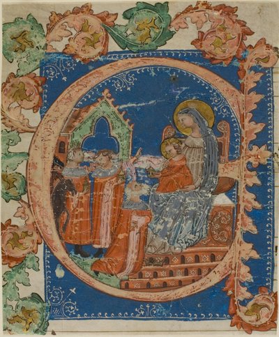 Maagien palvominen kuorokirjasta peräisin olevassa historiallisessa E-kirjaimessa. tekijältä Unknown artist