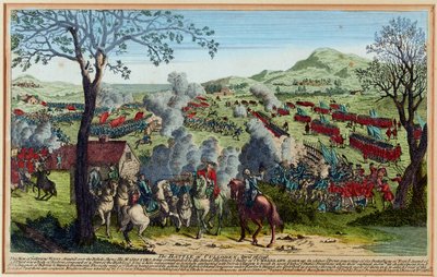 Cullodenin taistelu 16. huhtikuuta 1746. (kaiverrus, värillinen) tekijältä Unknown artist