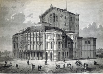 Bayreuthin malliteatteri, joka rakennettiin Richard Wagnerin aloitteesta ja vihittiin käyttöön vuonna 1876 tekijältä Unknown artist
