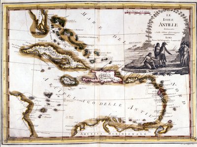 Karibian saaristo, joka perustuu vuoden 1798 atlassiin. tekijältä Unknown artist