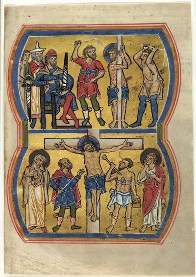 Ruoskiminen ja ristiinnaulitseminen, psalttarista. tekijältä Unknown artist