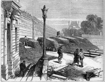 Pariisin kommuuni vuonna 1871. Barricade des federes (communards) Rue de Rivolin ja Place de la Concorden kulmassa. tekijältä Unknown artist