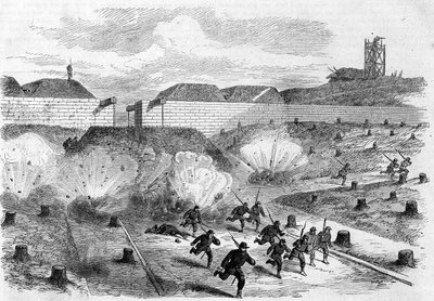 Pariisin kommuuni vuonna 1871. Kommuunin liittovaltiot pommittivat Porte d
