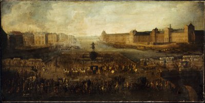 Pont-Neuf, nähtynä Place Dauphine -aukion sisäänkäynniltä, Quai Malaquais
