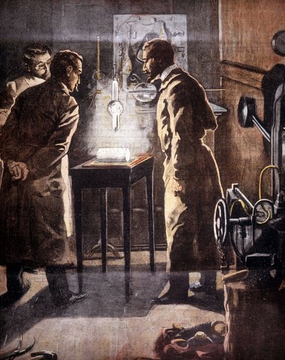 Röntgen (Rontgen) tai röntgensäteet. Löytyi vuonna 1895. Koetta edustava kuva. tekijältä Unknown artist
