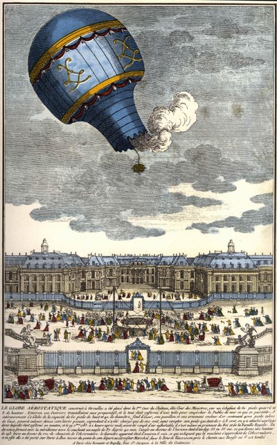 Versaillesissa vuonna 1783 rakennettu aerostaattinen maapallo. tekijältä Unknown artist