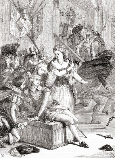 Jackob Johan Anckarströmin tekemä Kustaa III:n salamurha naamiaisissa, Tukholma, Ruotsi, 1792 (kaiverrus). tekijältä Unknown artist
