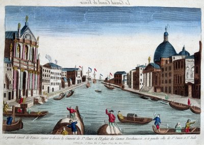 Venetsian suuri kanava. Oikealla: Santa Clairen luostari ja Carmes Deschaussésin kirkko. Vasemmalla: Pyhän Simonin ja Pyhän Juudan kirkko. tekijältä Unknown artist