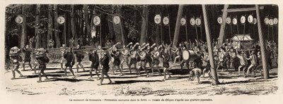 Roksamian matsouri (messut, kulkue), Kami-temppeli Yedon (tai Edon, nykyisen Tokion) läheisyydessä, vuoden viidennen kuukauden 5. päivänä väkijoukko kokoontuu keräämään lääkeyrttejä metsään ja illalla papit järjestävät a tekijältä Unknown artist