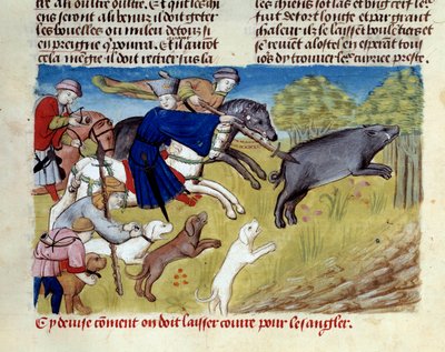 Pienoisvillisian metsästys kirjasta "Metsästyksen kirja", jonka on kirjoittanut Gaston III Phoebus, Foixin kreivi, Bearnin herra (1331-1391) tekijältä Unknown artist