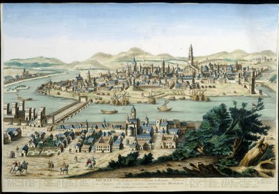 Sevillan satama ja kaupunki - kaiverrus 1700-luvulta. tekijältä Unknown artist