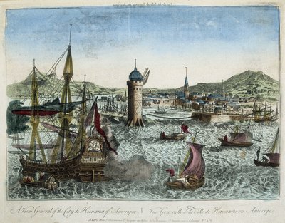 Havannan satama ja sitä ympäröivä navigointi - kaiverrus tekijältä Unknown artist