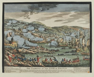 Ranskan saaren (Mauritius) valtaus 2. joulukuuta 1810 (puupiirros, värillinen) tekijältä Unknown artist