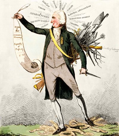 Thomas Paine (1737-1809), brittiläinen kirjailija ja poliitikko, jolla on "ihmisoikeudet". tekijältä Unknown artist