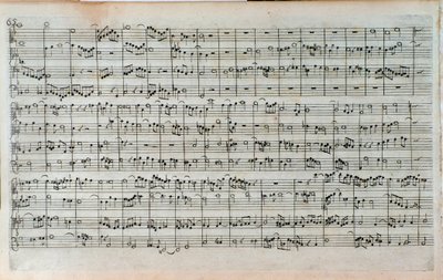 Johann Sebastian Bachin viimeisen ja keskeneräisen fuugan The Art of the Fuuga -kappaleen nimisivu tekijältä Unknown artist