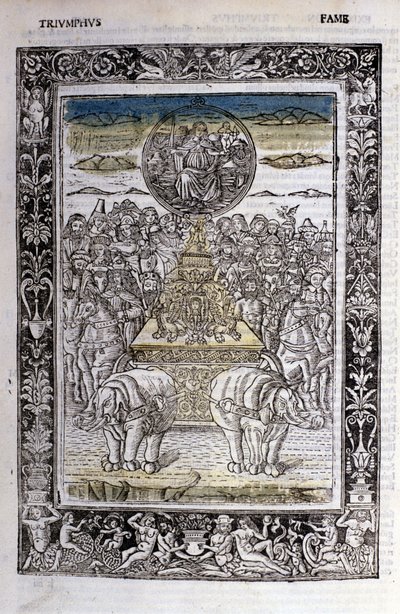 Francesco Petrarcan (Petrarca) maineen voitto. Miniatyyrit sd. Bibl. Trivulziana, Milano. tekijältä Unknown artist